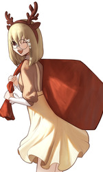 Скейлд с мешком подарков и оленьими рогами