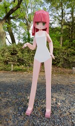 Низкополигональная девочка в высокополигональном лесу